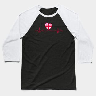 Pink Union Jack Heartbeat Baseball T-Shirt